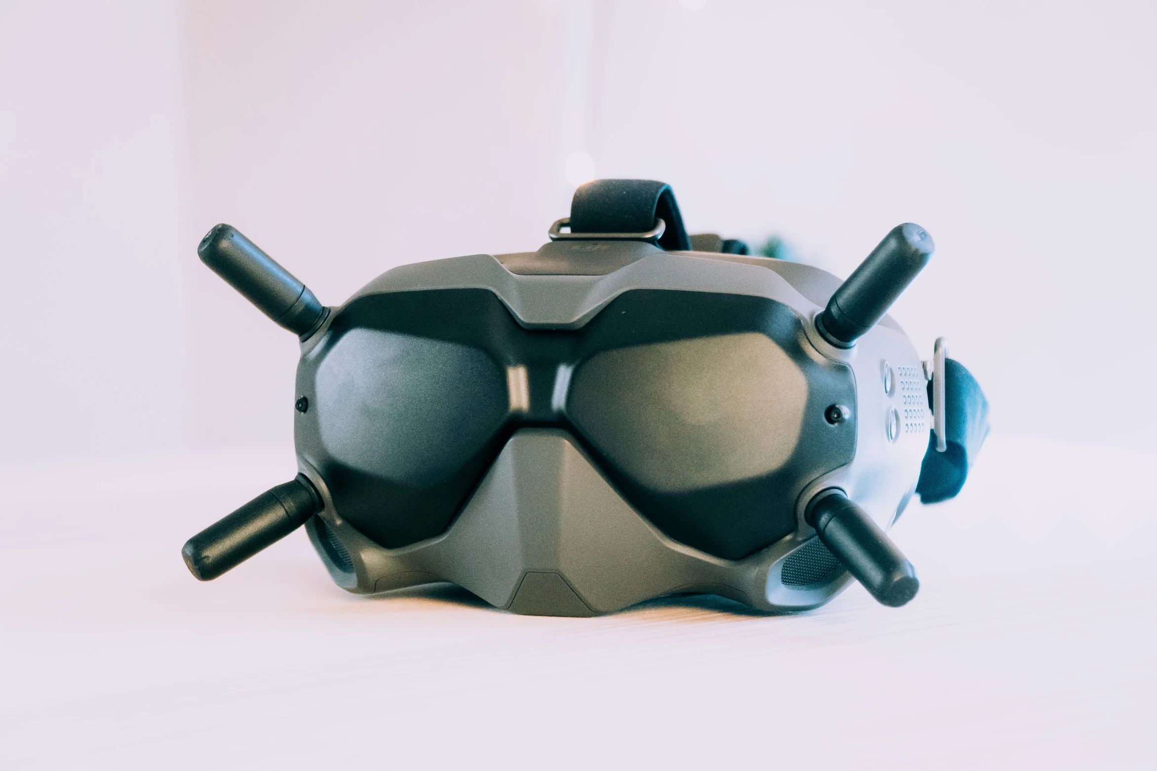 FPV goggles resting on a table
